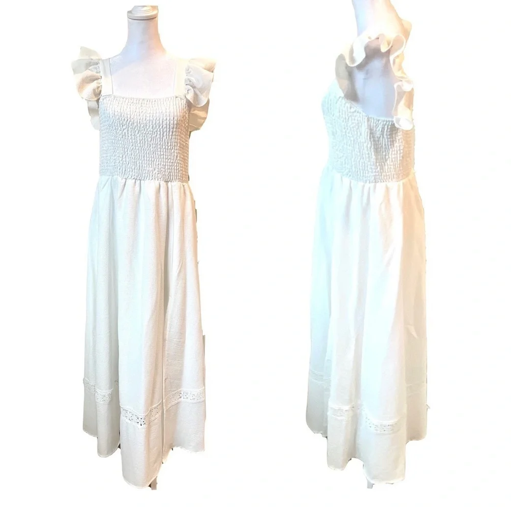 SHIEN CURVE — Plus Size Boho Flared Cap Sleeve Ruffle Hem Dress Size 0XL (12) - Picture 4 of 12